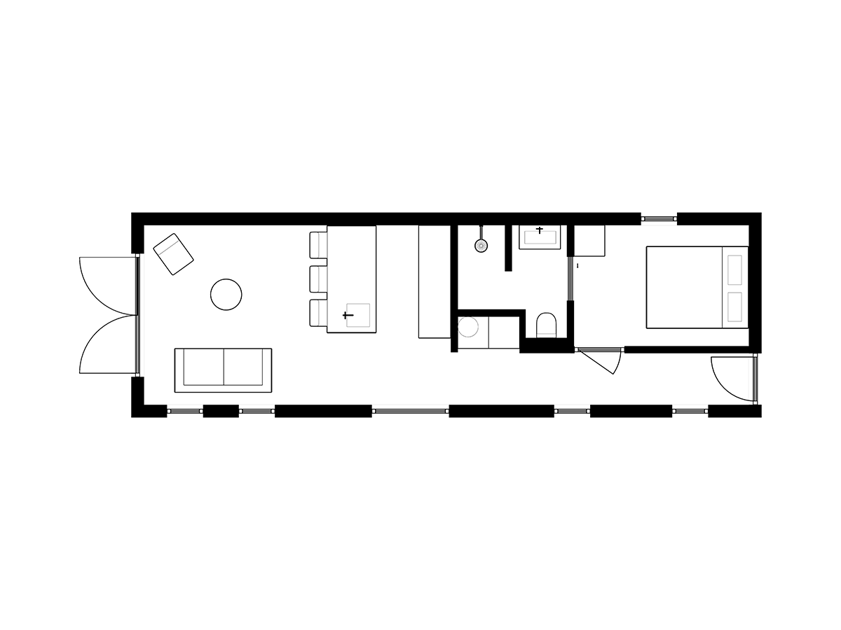 Floorplan L50 - Optie C - 1 BR
